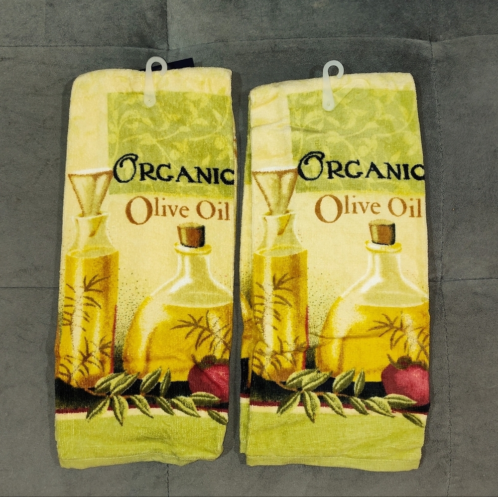 CROFT & BARROW ORGANIC OLIVE OIL MICROFIBER KITCHEN TOWELS 14x24 & TABLE COVER